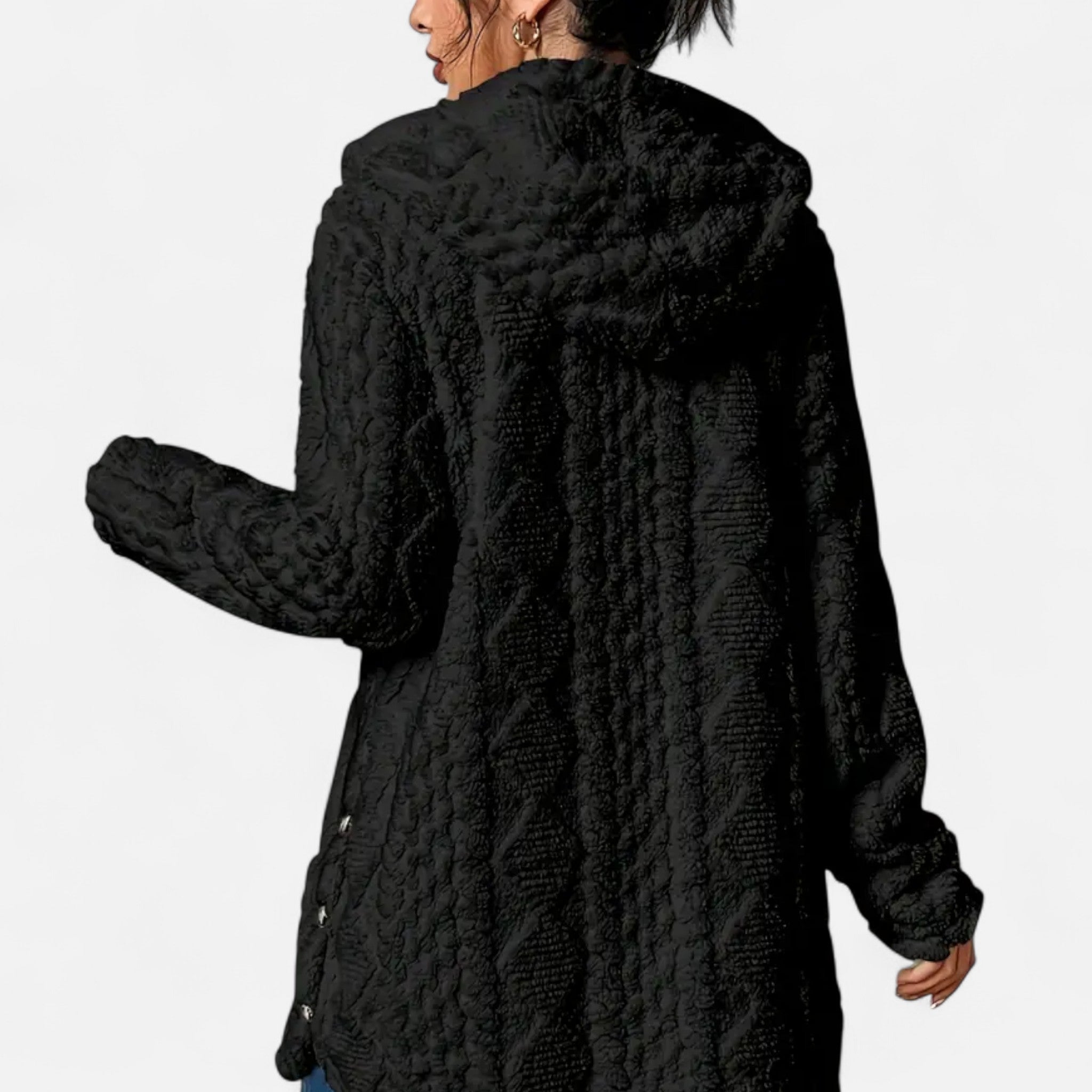 Lanavel | Women’s Jacquard Plush Hooded Cardigan