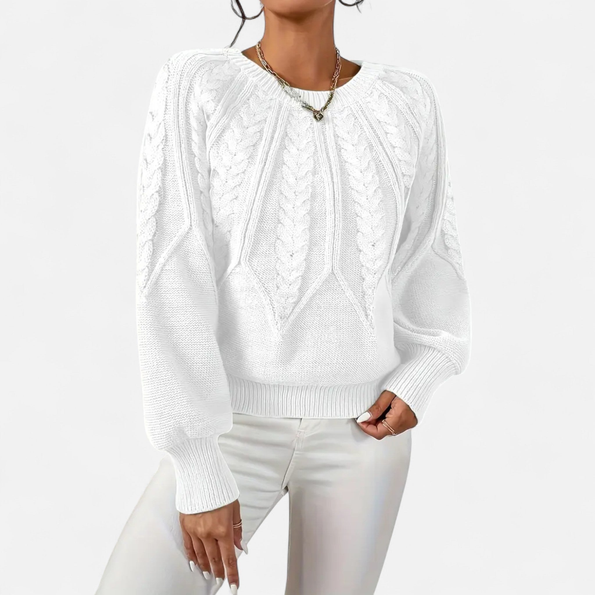 Lanavel | Women’s Cable Knit Round Neck Sweater