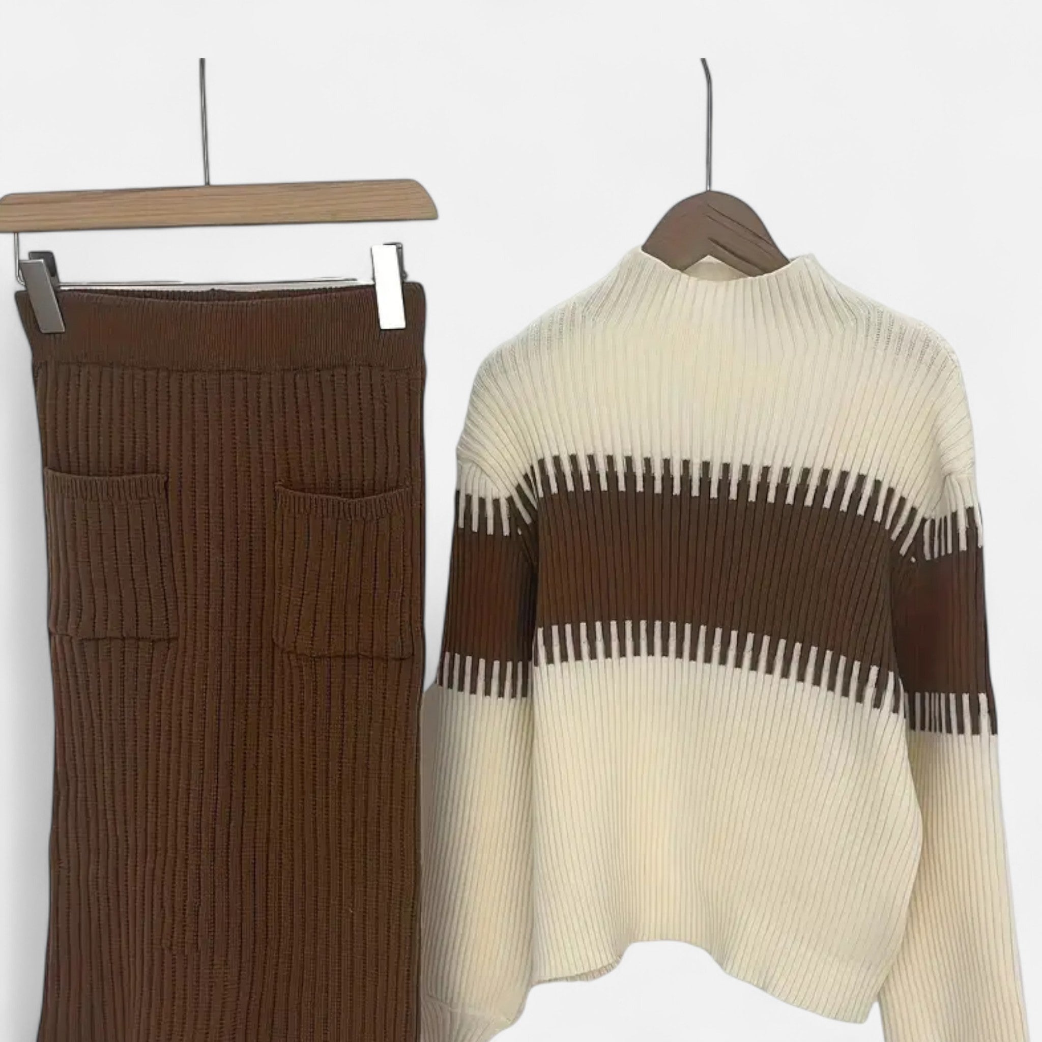 Lanavel | Women’s High Neck Pullover & Skirt Two-Piece Set