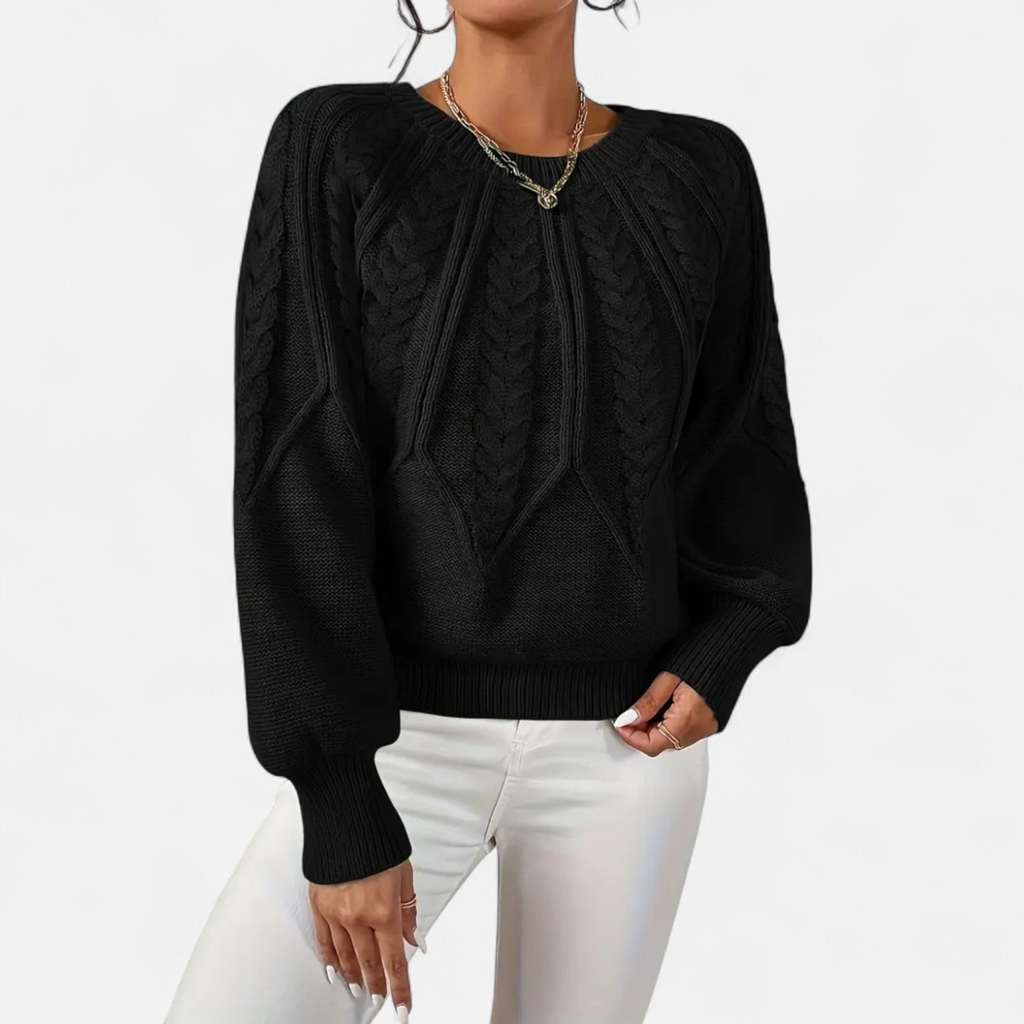 Lanavel | Women’s Cable Knit Round Neck Sweater