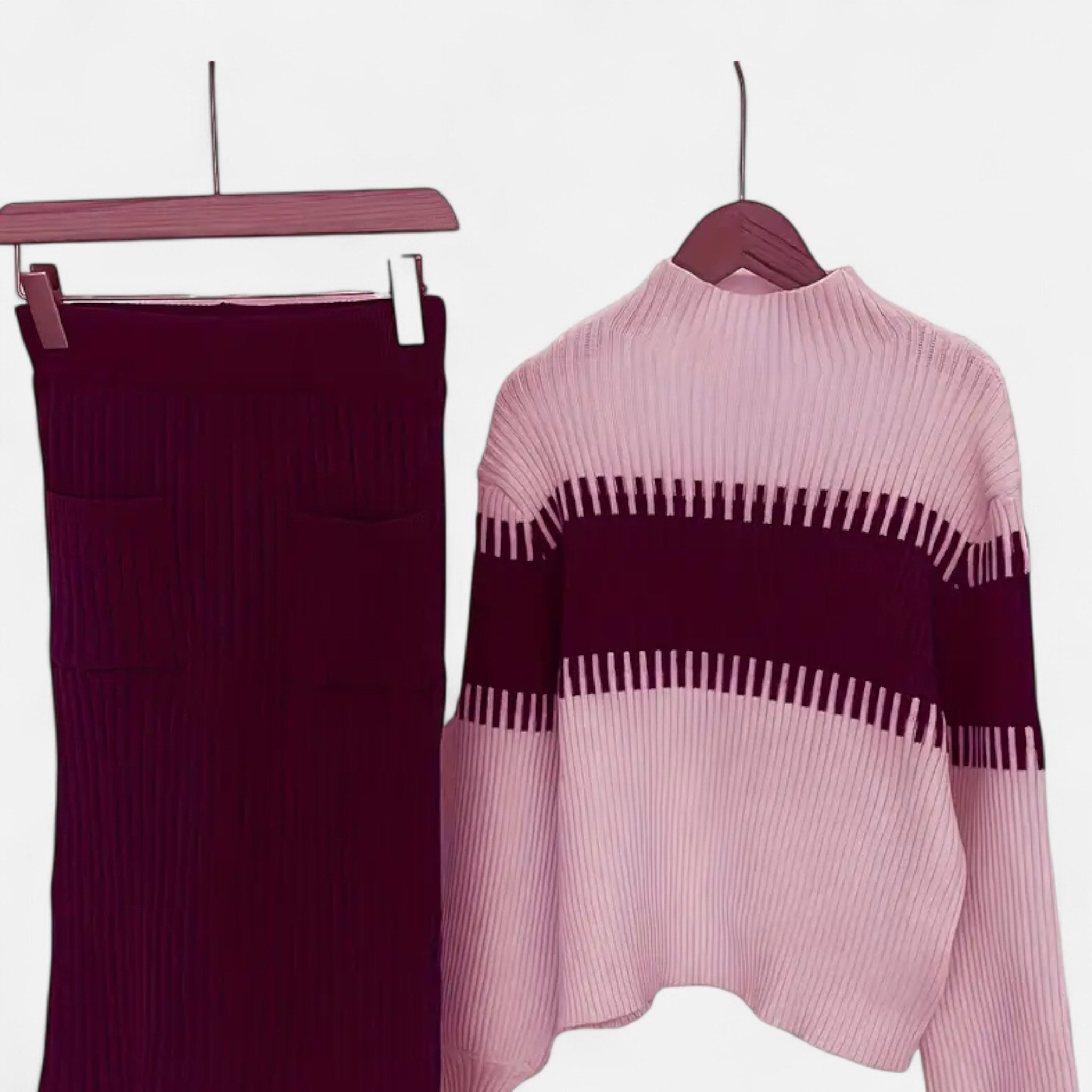 Lanavel | Women’s High Neck Pullover & Skirt Two-Piece Set