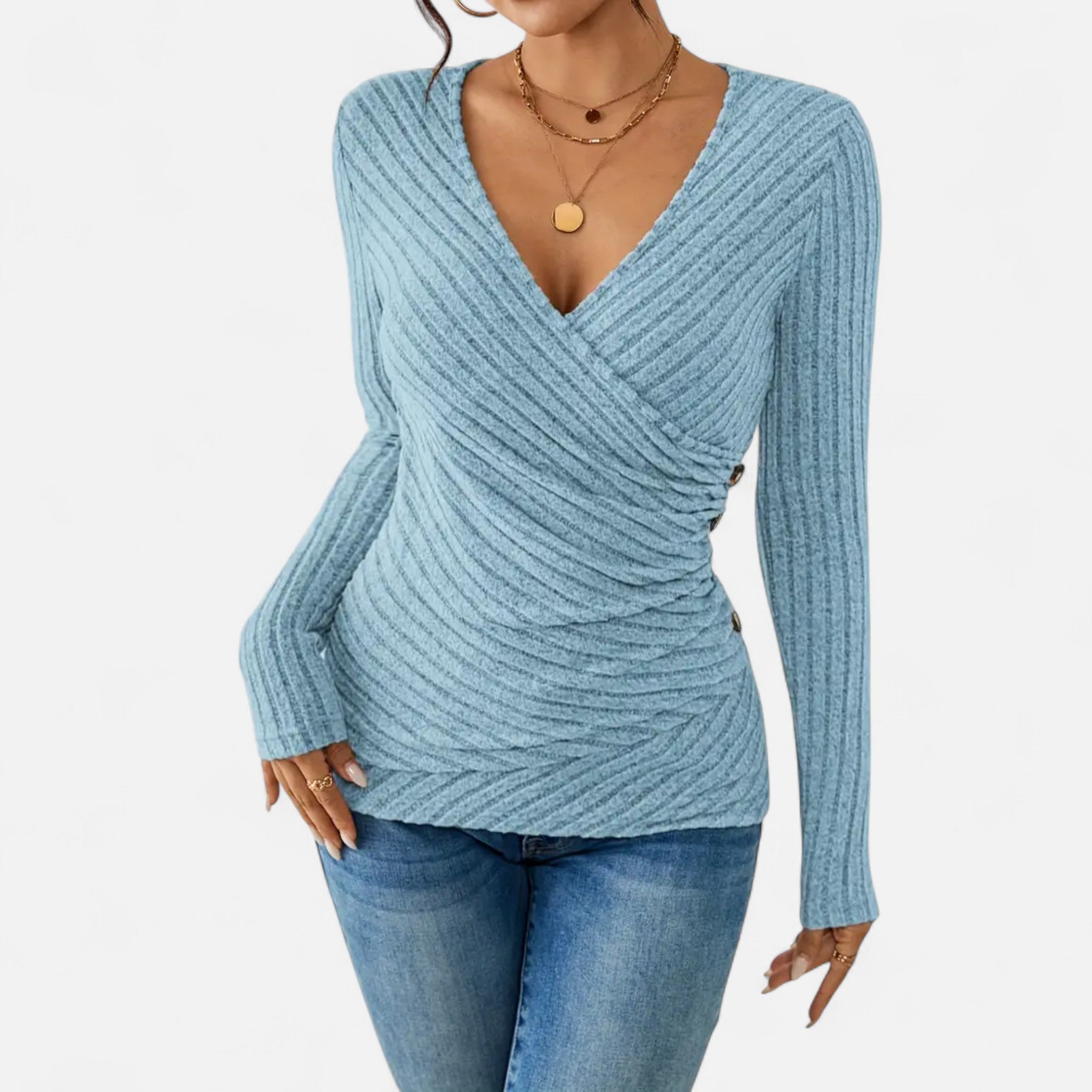 Lanavel | Women’s Elegant V-Neck Button Top