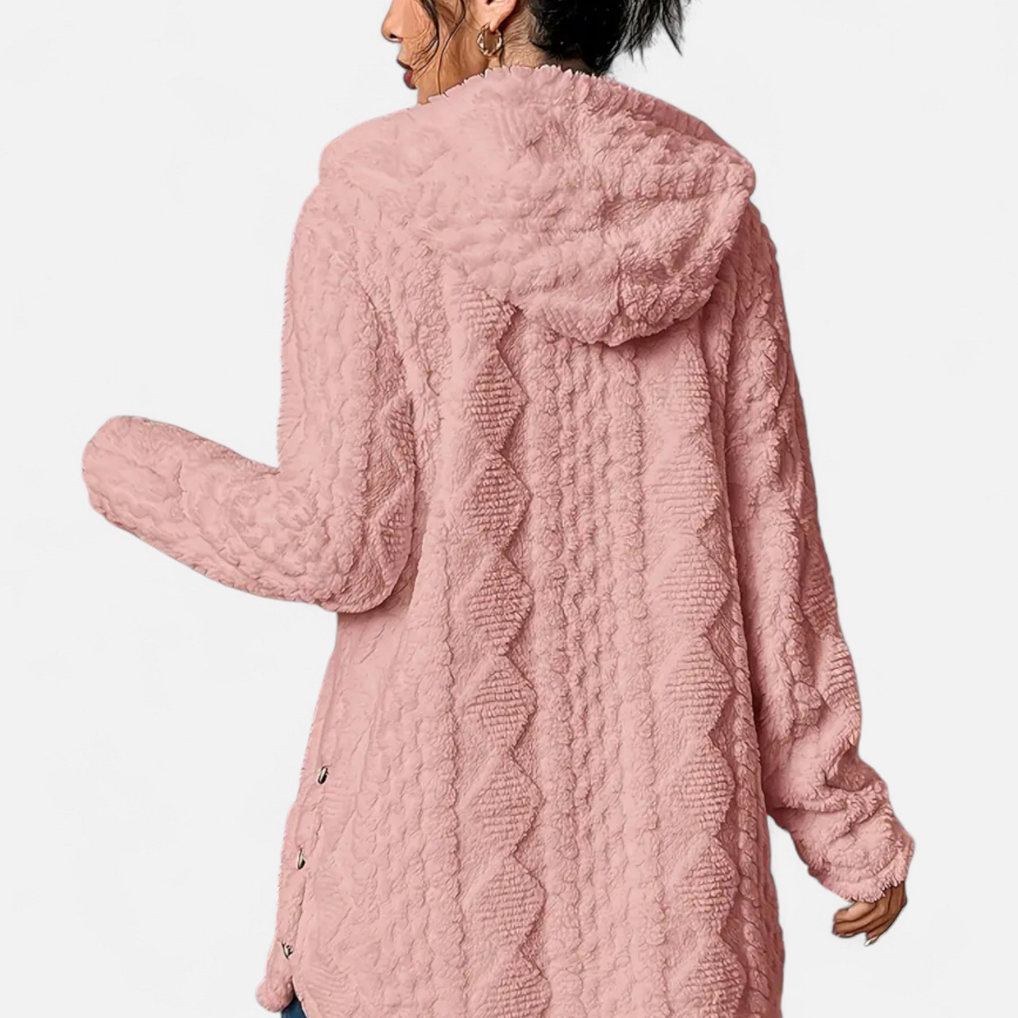 Lanavel | Women’s Jacquard Plush Hooded Cardigan