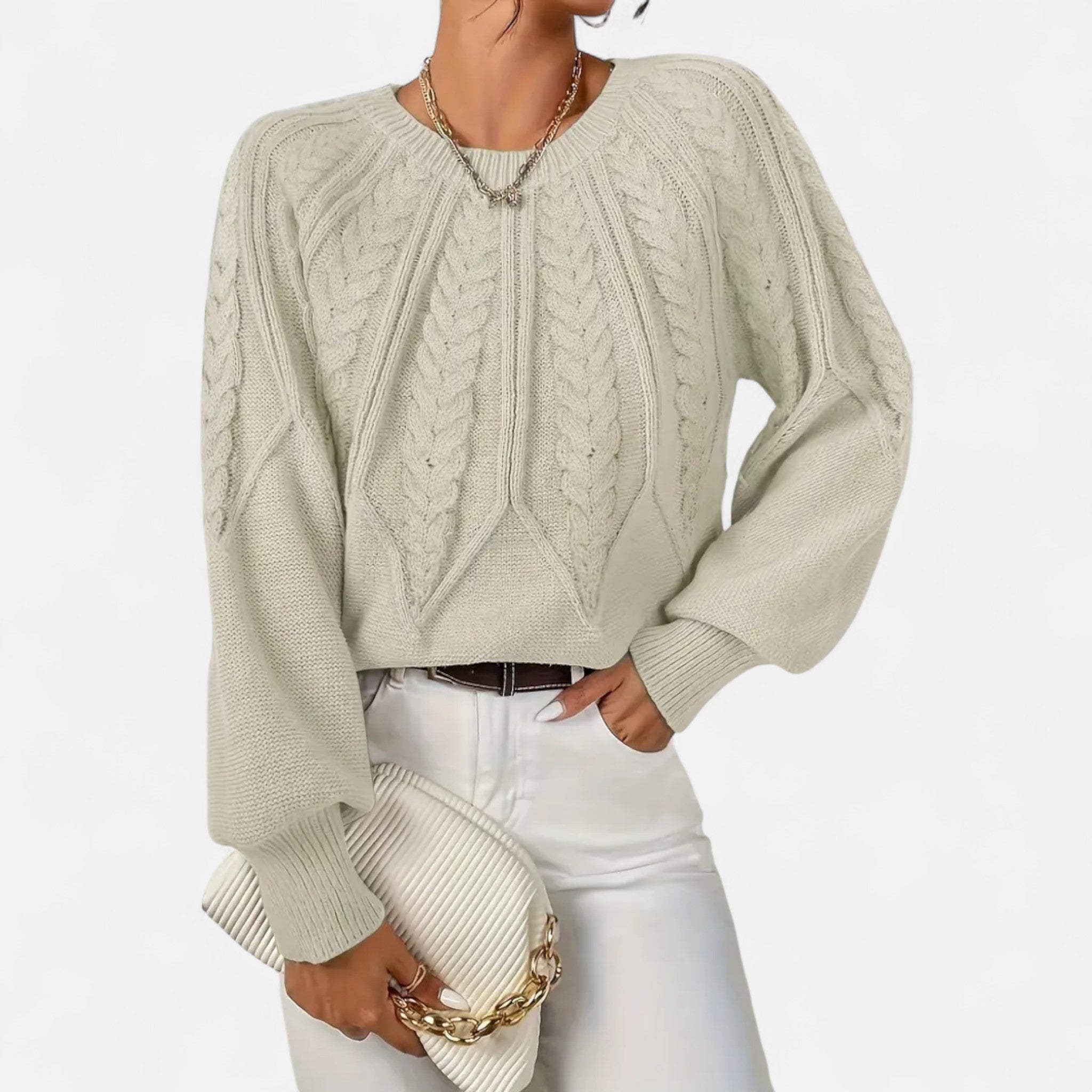 Lanavel | Women’s Cable Knit Round Neck Sweater