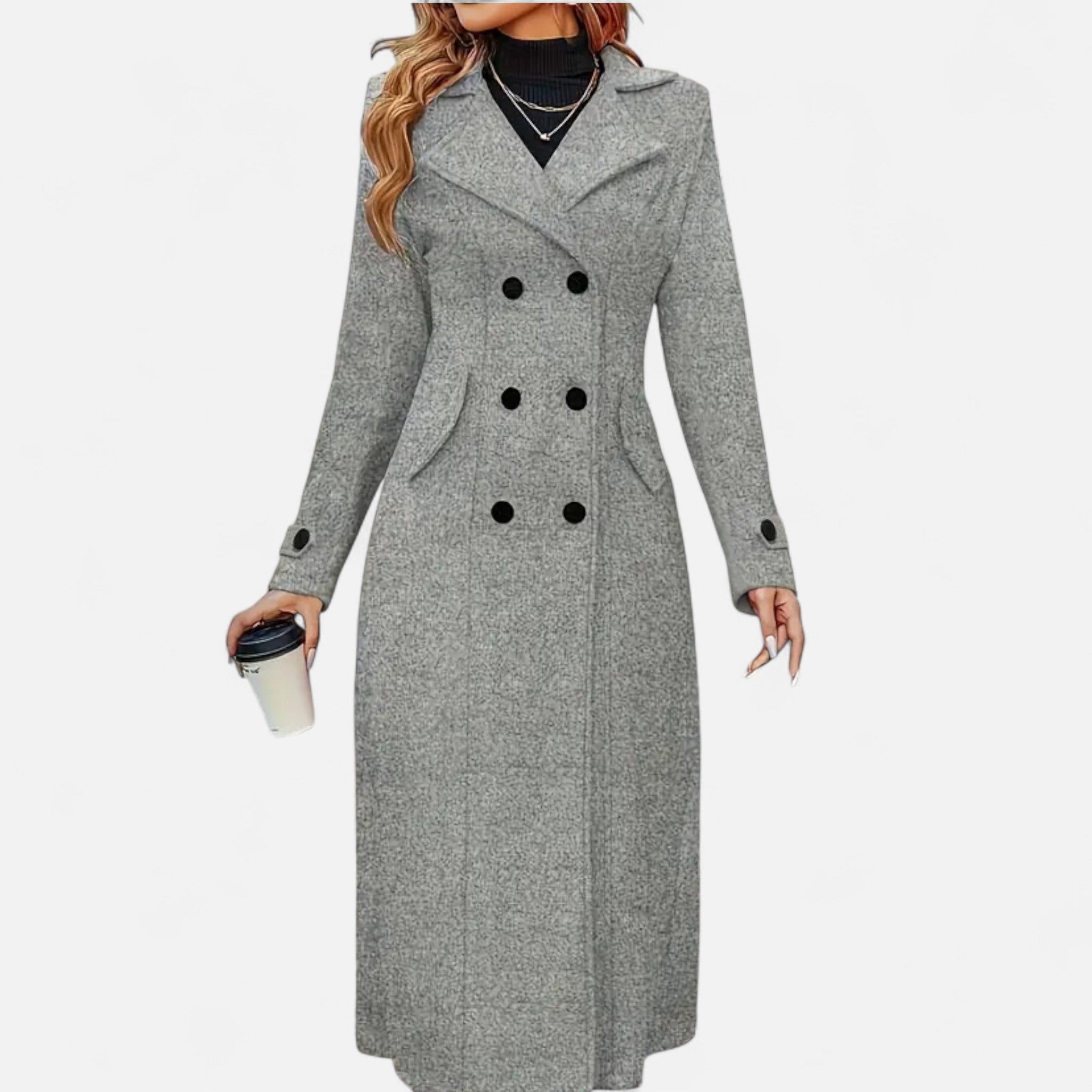 Lanavel | Women’s Long Coat with Front Buttons