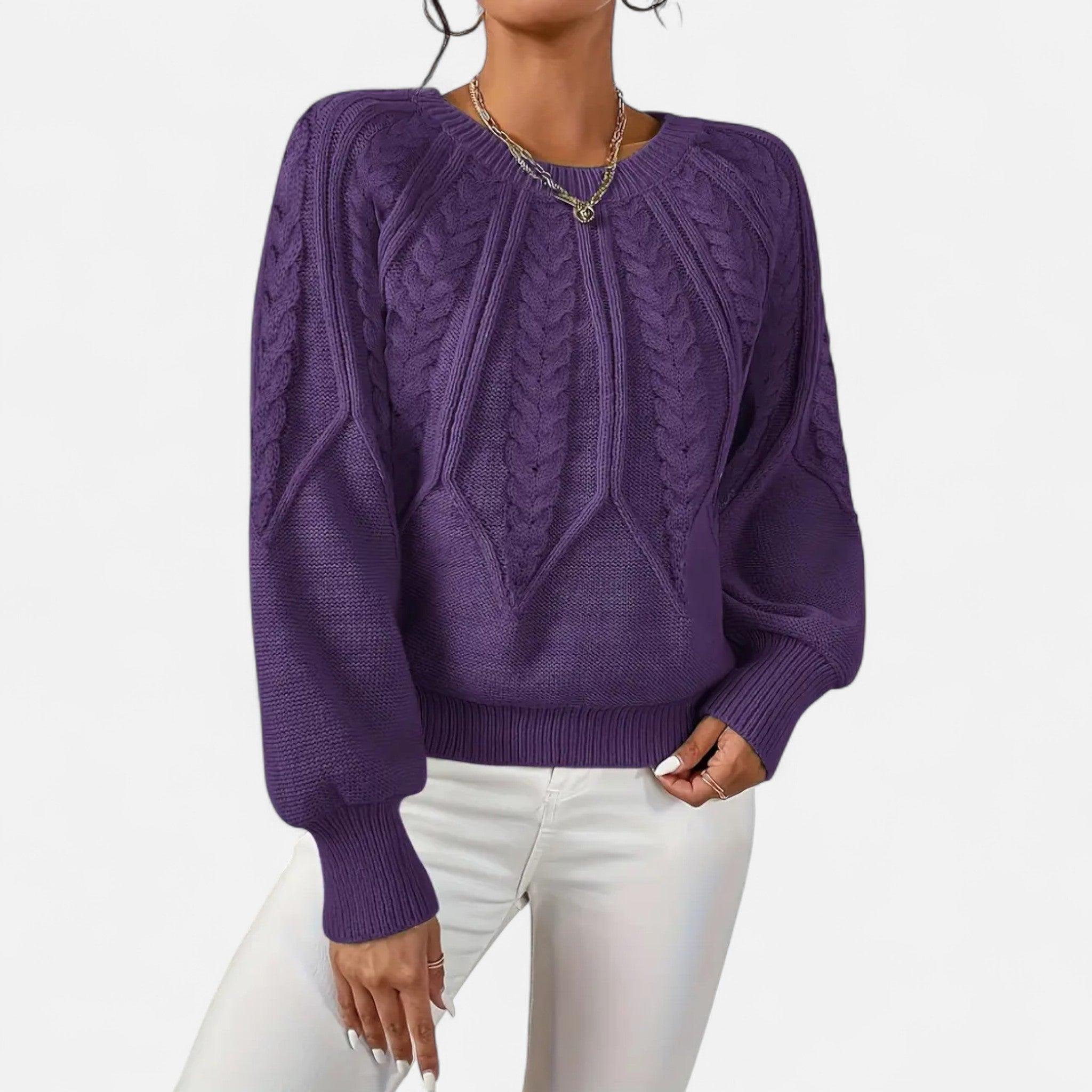 Lanavel | Women’s Cable Knit Round Neck Sweater