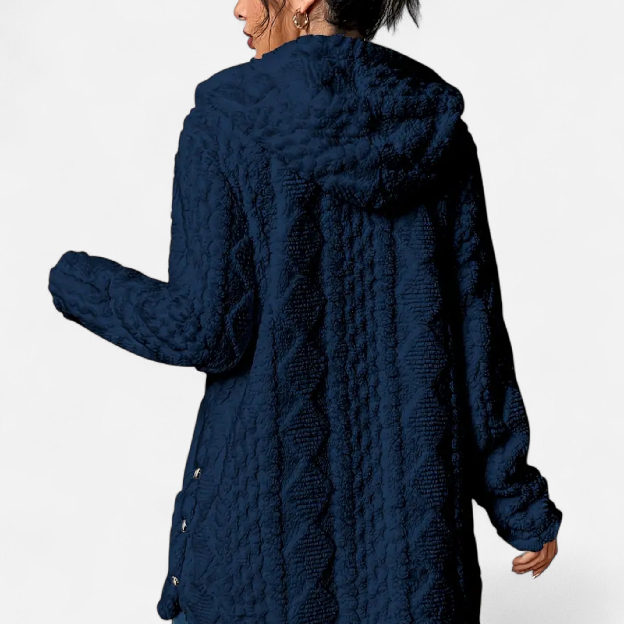 Lanavel | Women’s Jacquard Plush Hooded Cardigan