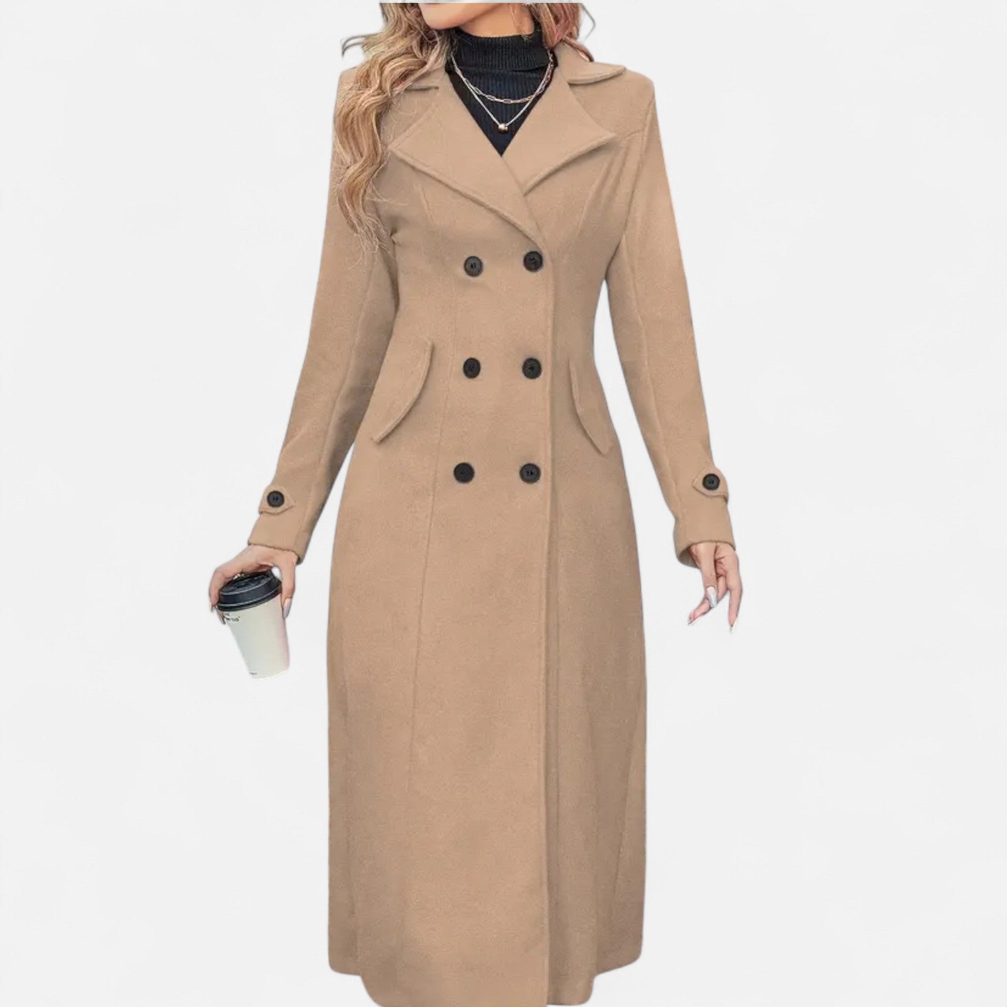 Lanavel | Women’s Long Coat with Front Buttons