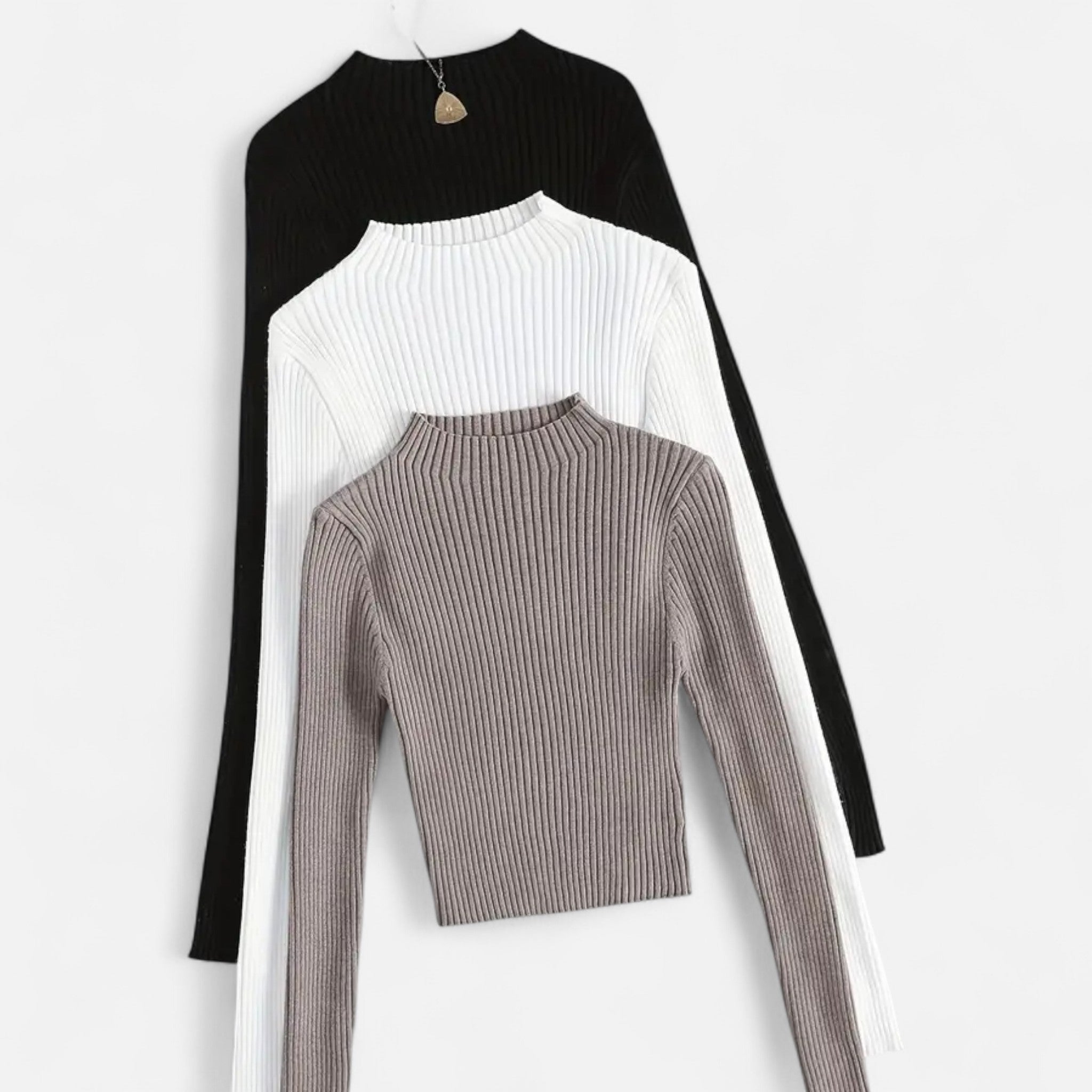 Lanavel | Women’s 3-Piece Stand Collar Ribbed Base Layer Set