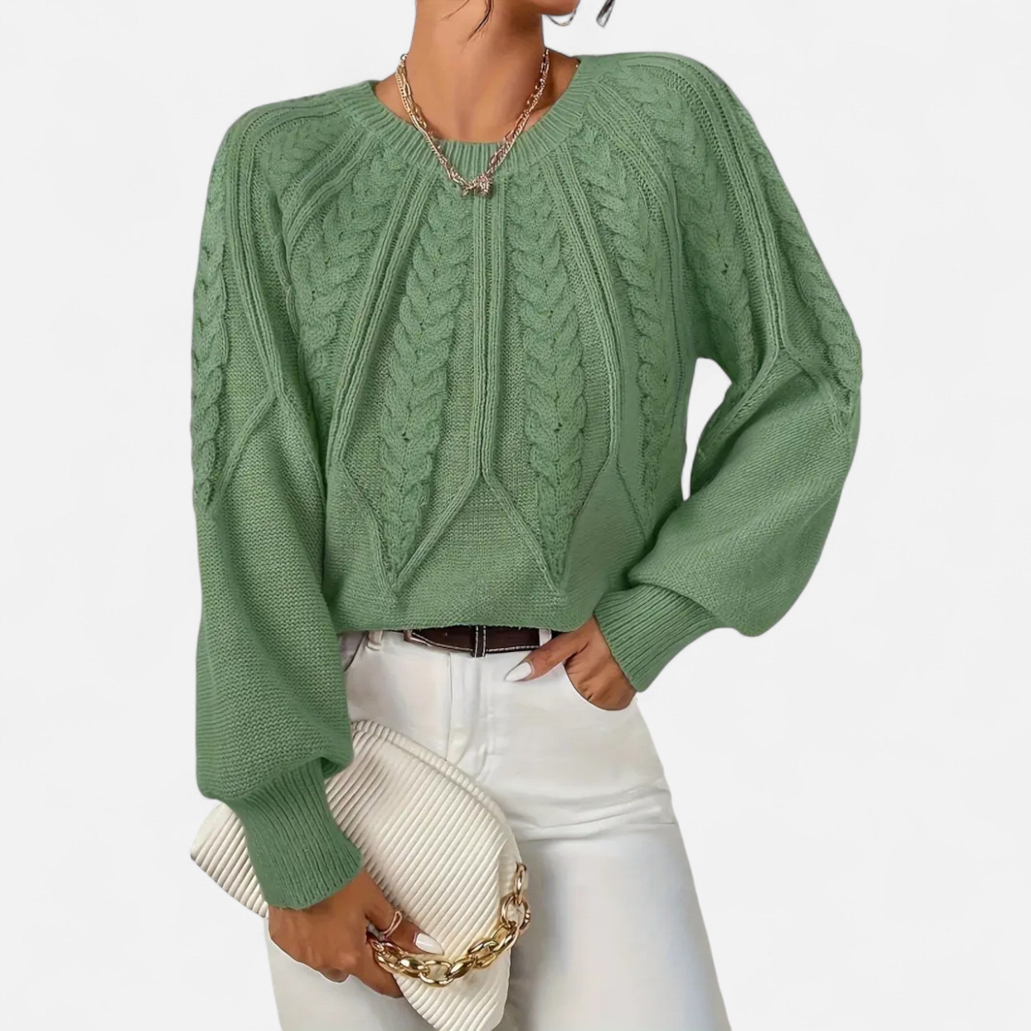 Lanavel | Women’s Cable Knit Round Neck Sweater