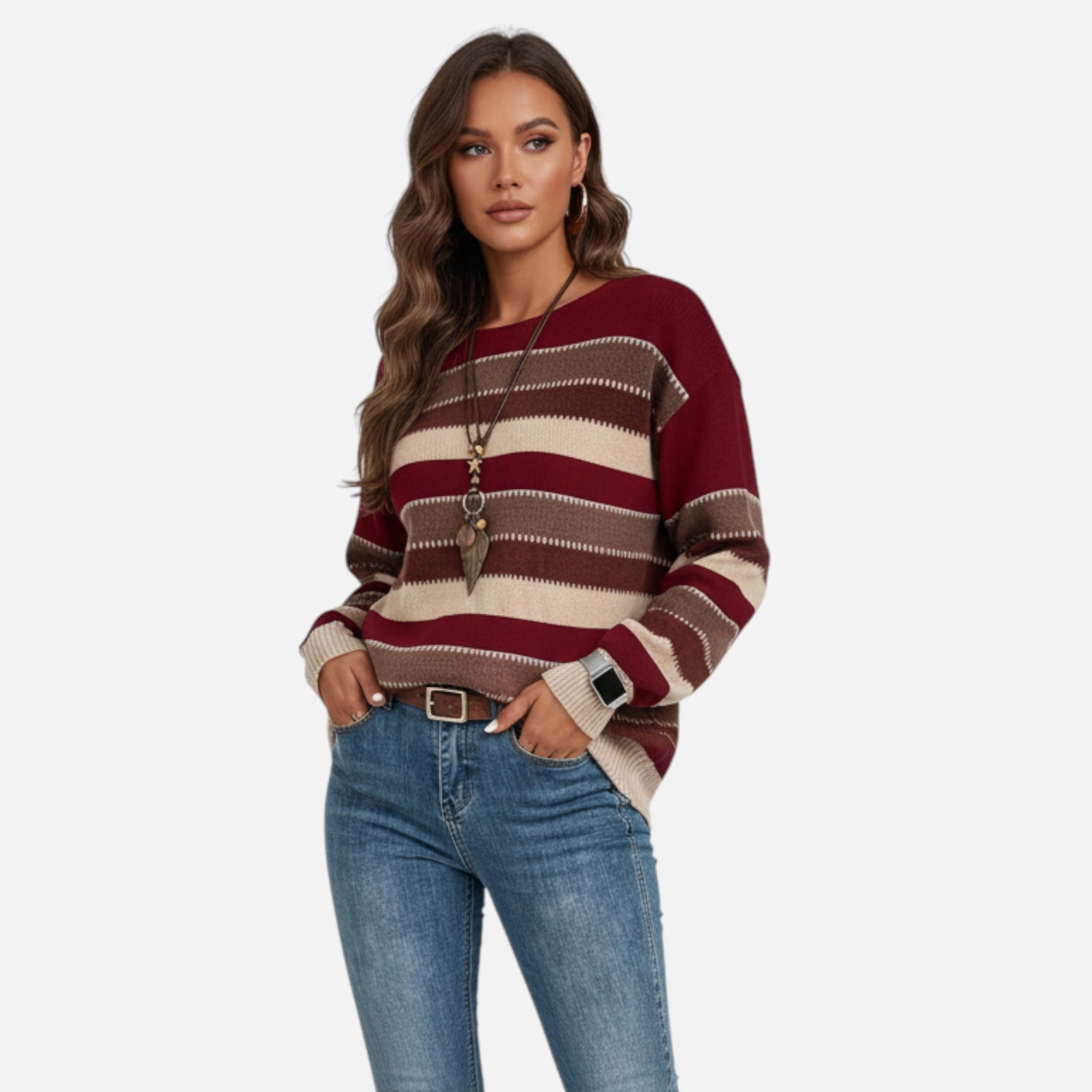 Lanavel | Women’s Vintage Casual Striped Sweater