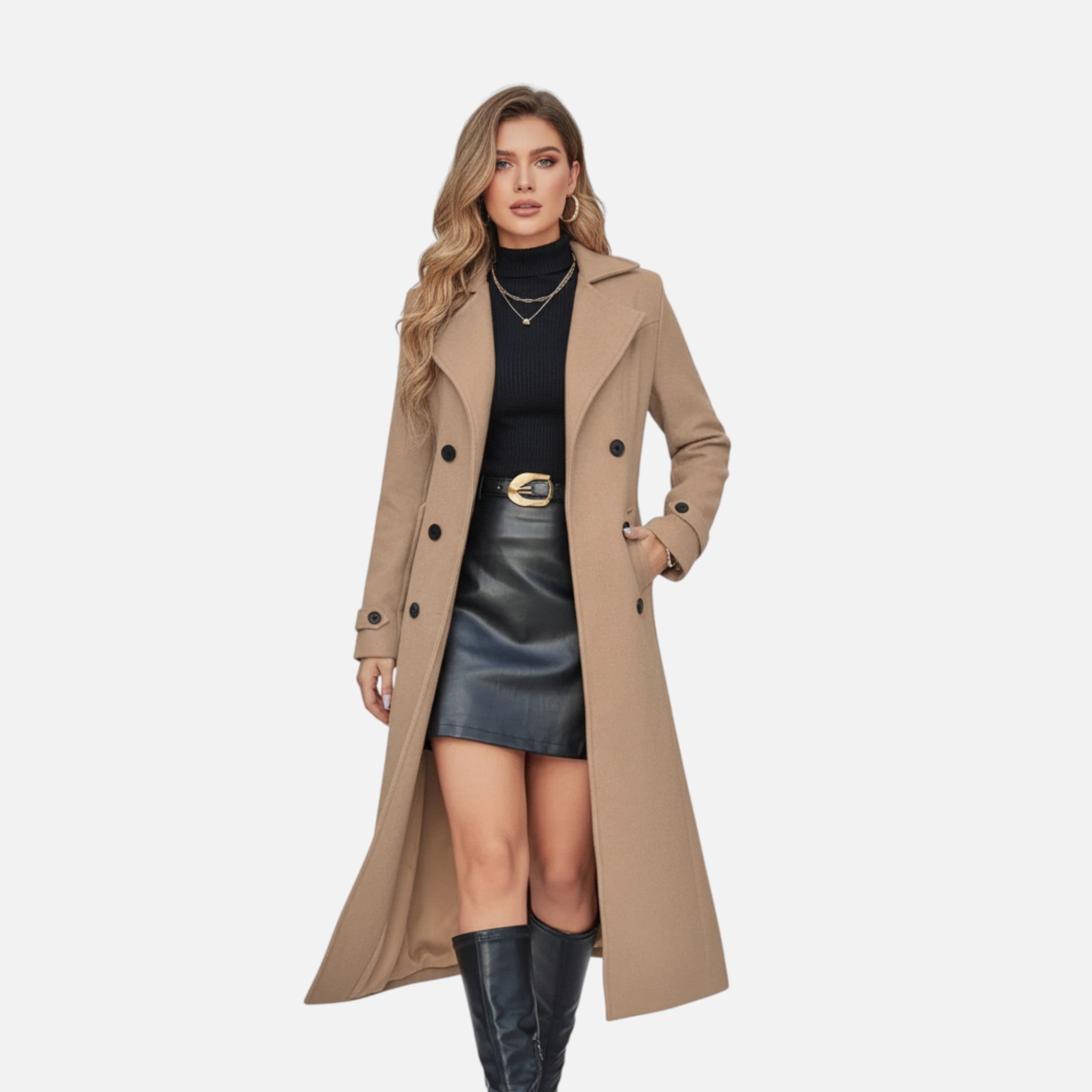Lanavel | Women’s Long Coat with Front Buttons