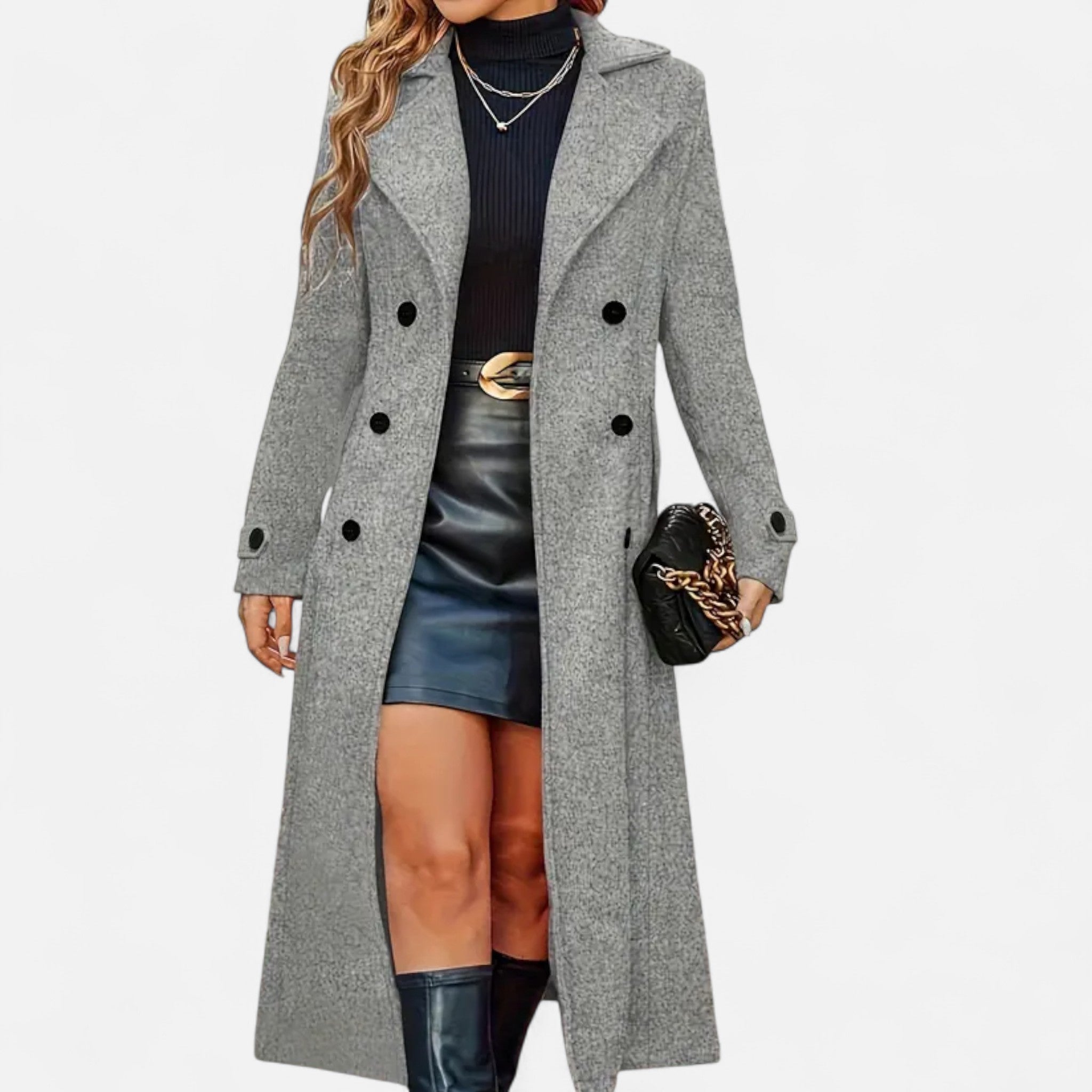 Lanavel | Women’s Long Coat with Front Buttons