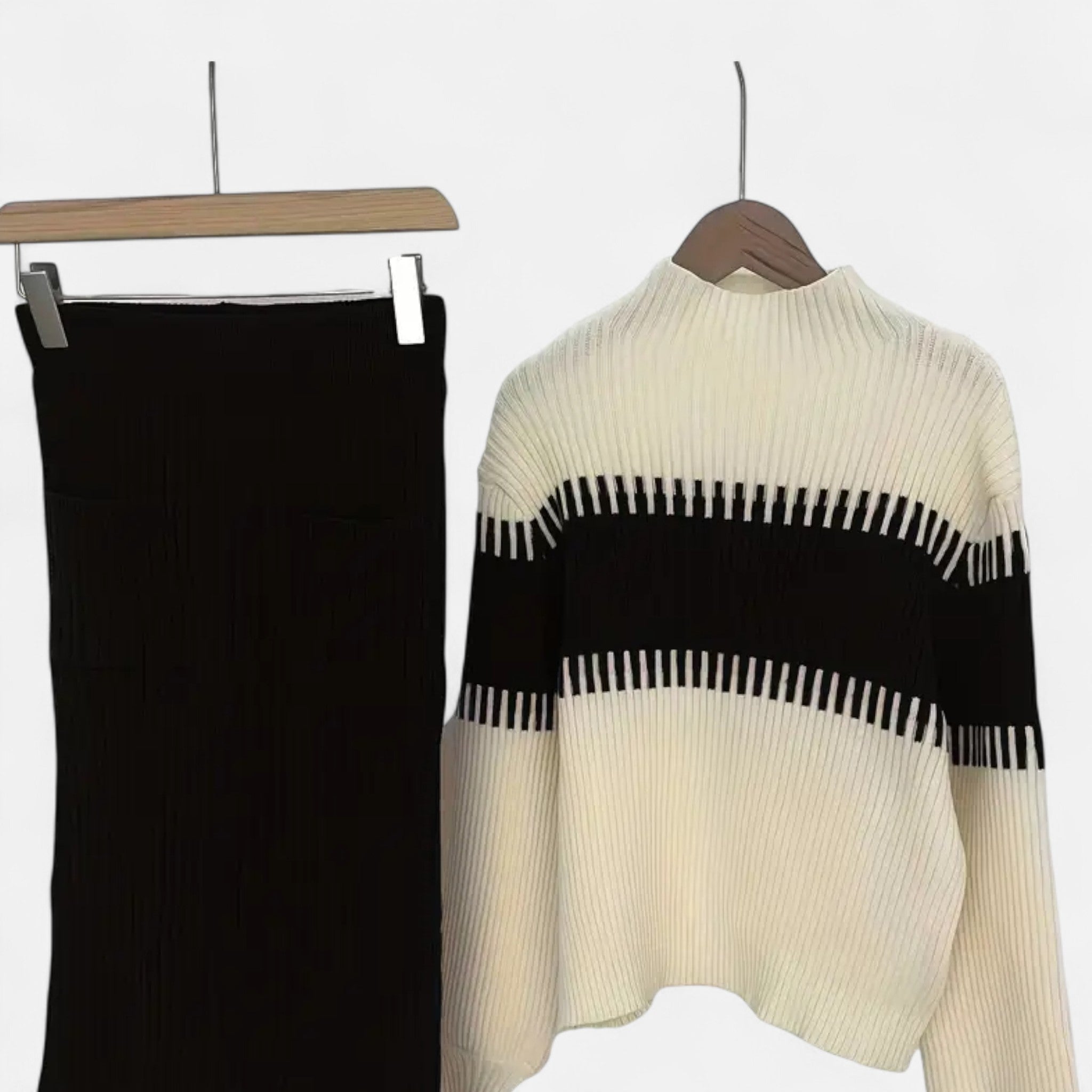 Lanavel | Women’s High Neck Pullover & Skirt Two-Piece Set