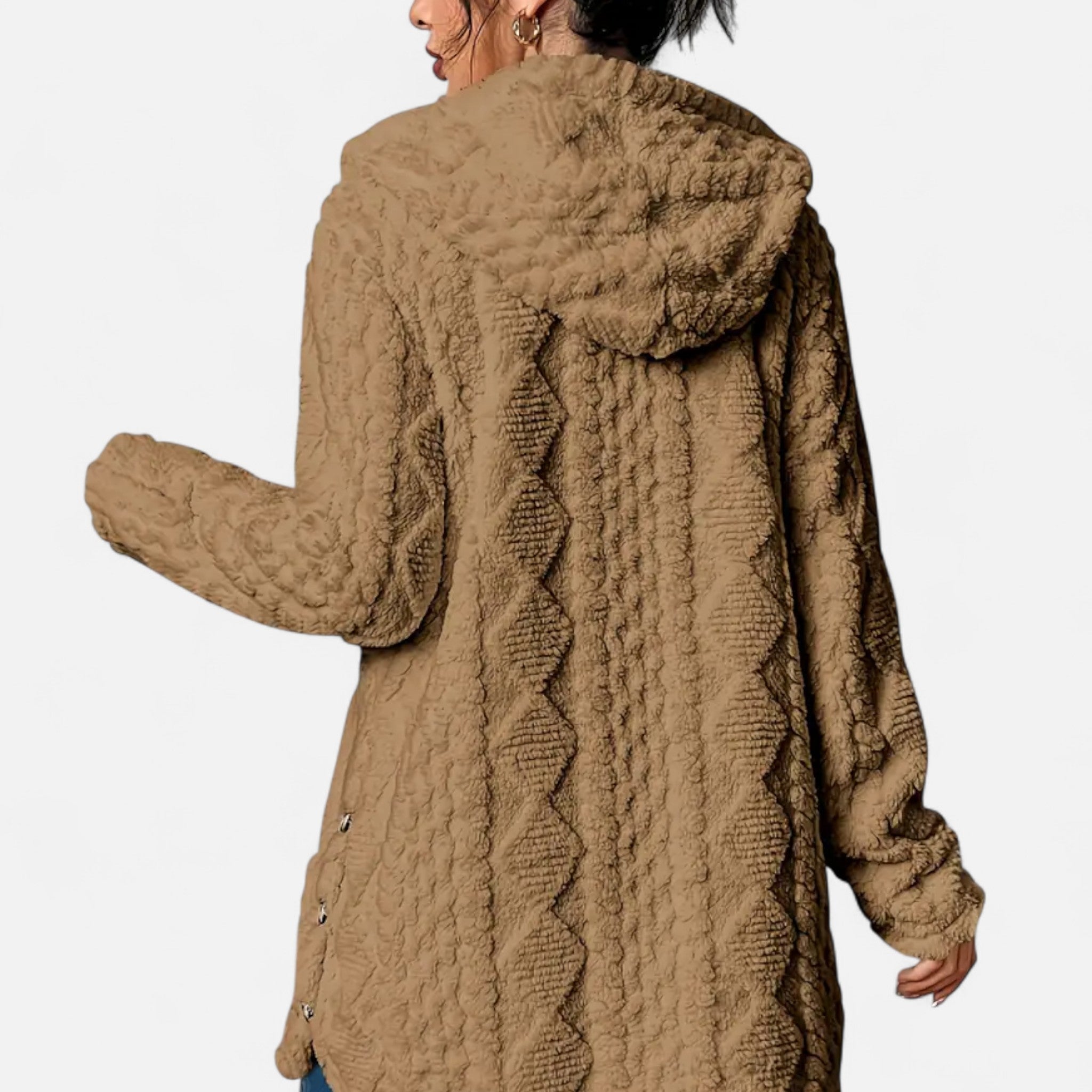 Lanavel | Women’s Jacquard Plush Hooded Cardigan