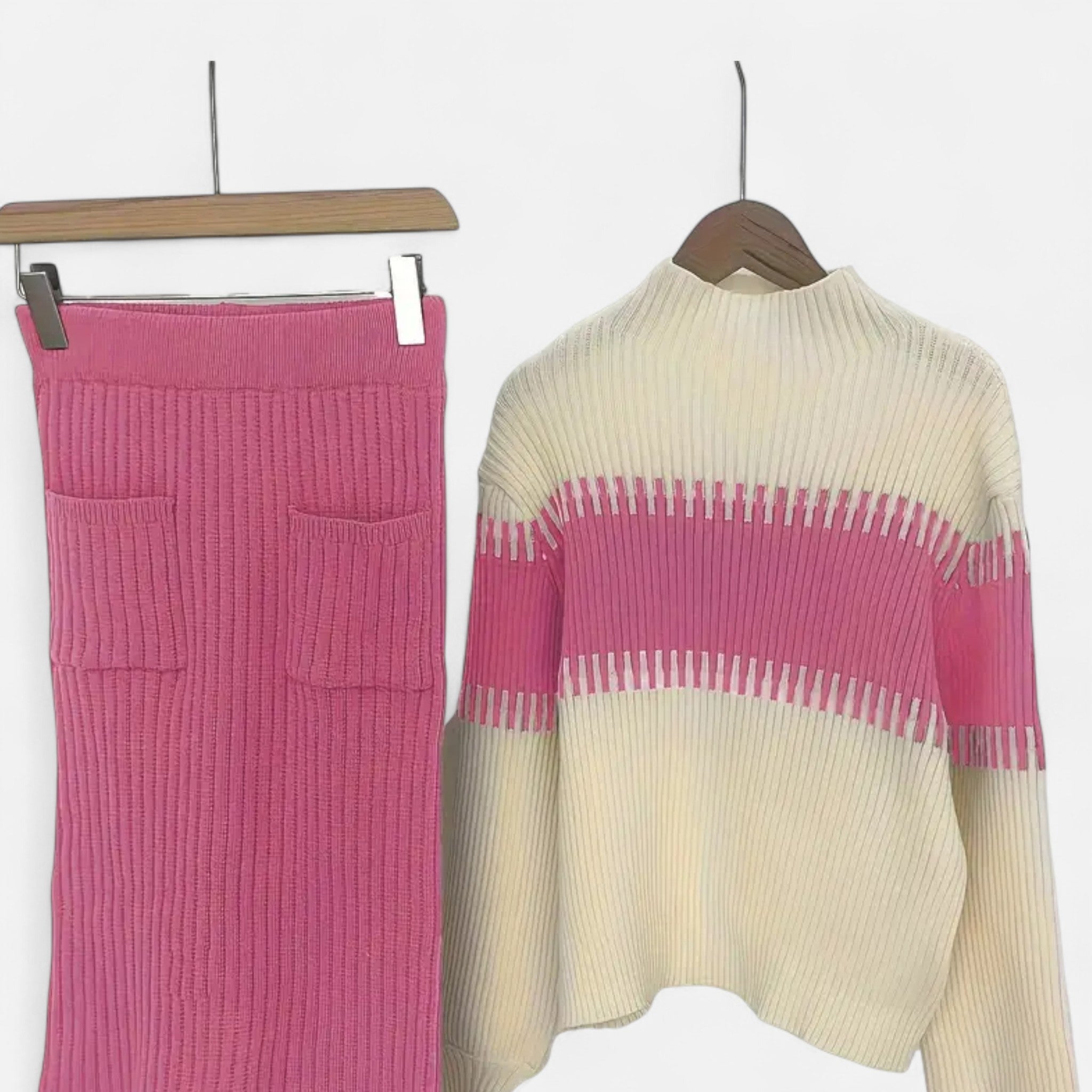 Lanavel | Women’s High Neck Pullover & Skirt Two-Piece Set