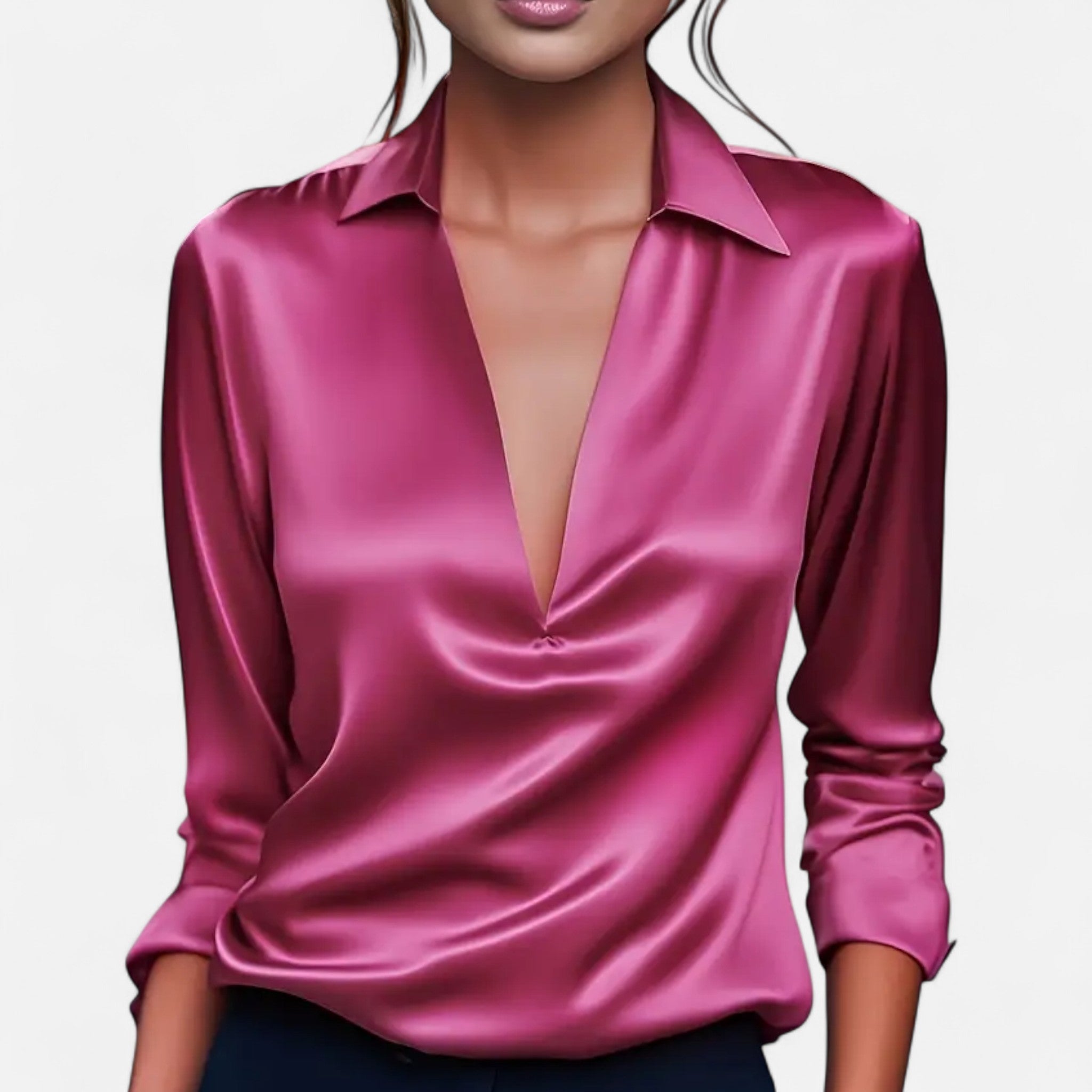 Lanavel | Women’s Elegant Satin V-Neck Blouse