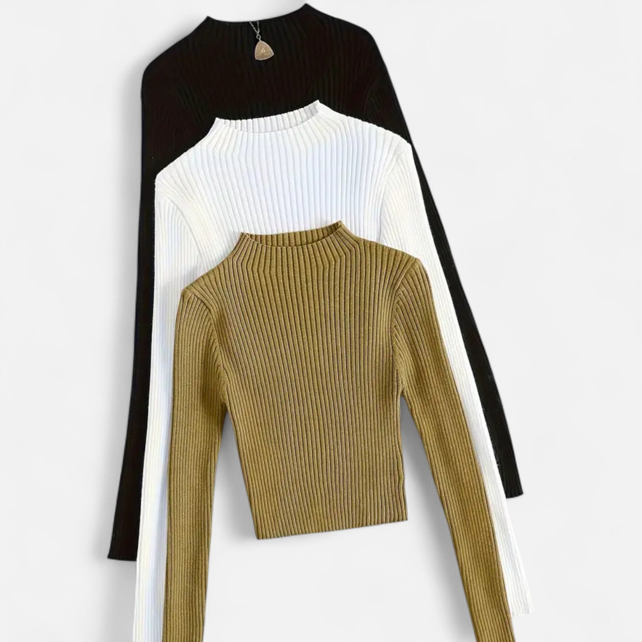 Lanavel | Women’s 3-Piece Stand Collar Ribbed Base Layer Set