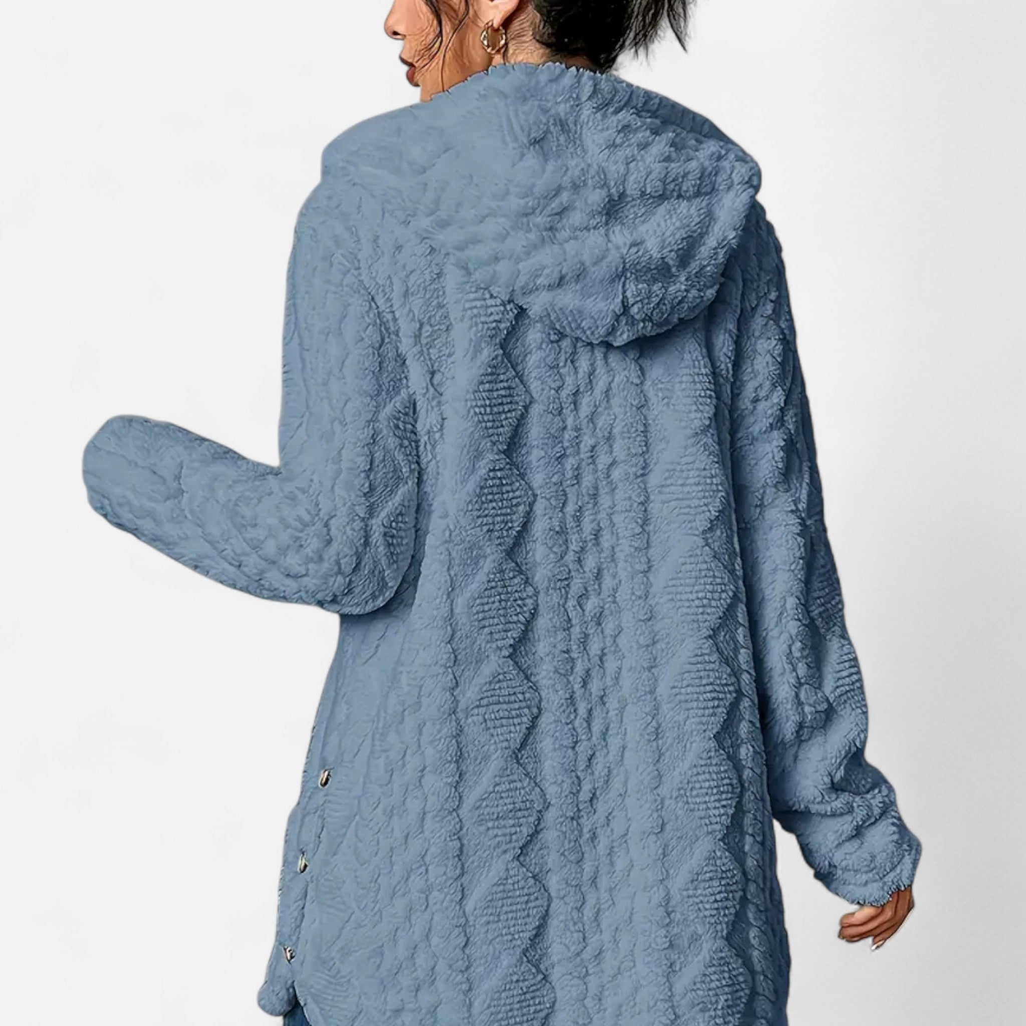 Lanavel | Women’s Jacquard Plush Hooded Cardigan