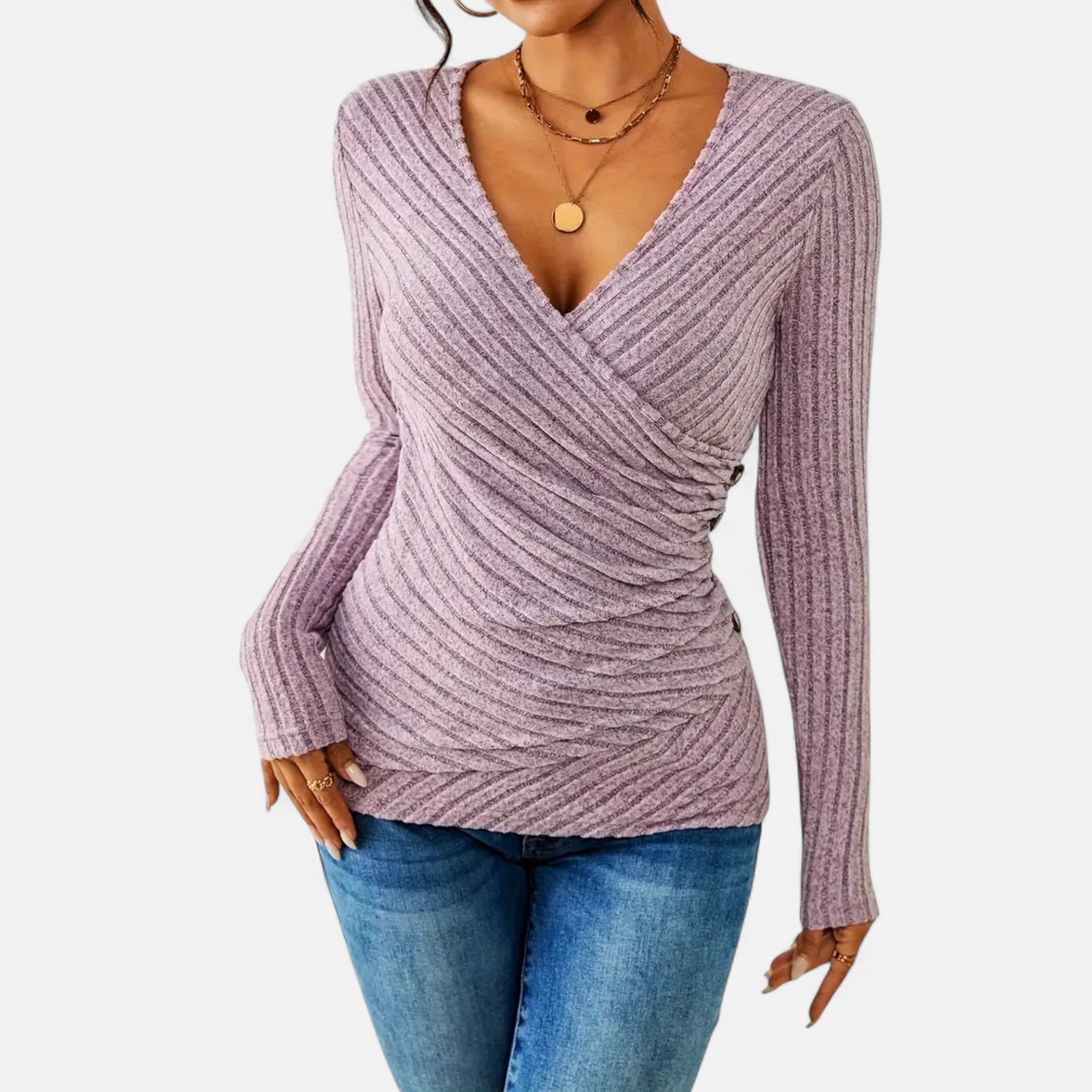 Lanavel | Women’s Elegant V-Neck Button Top