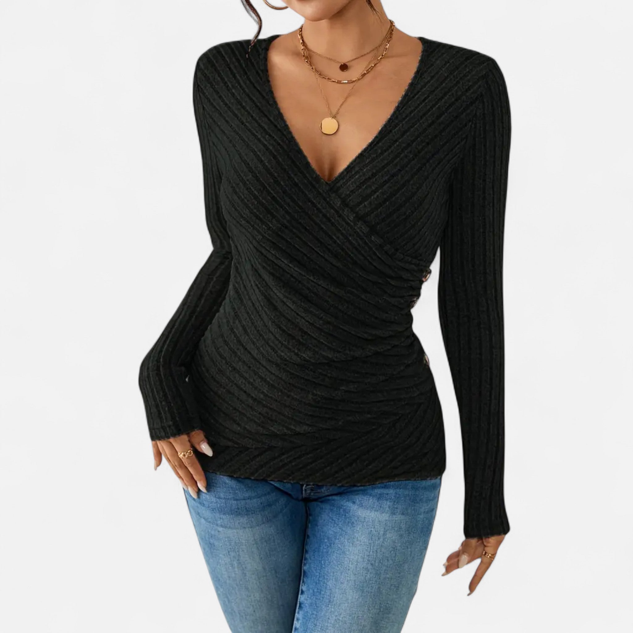 Lanavel | Women’s Elegant V-Neck Button Top