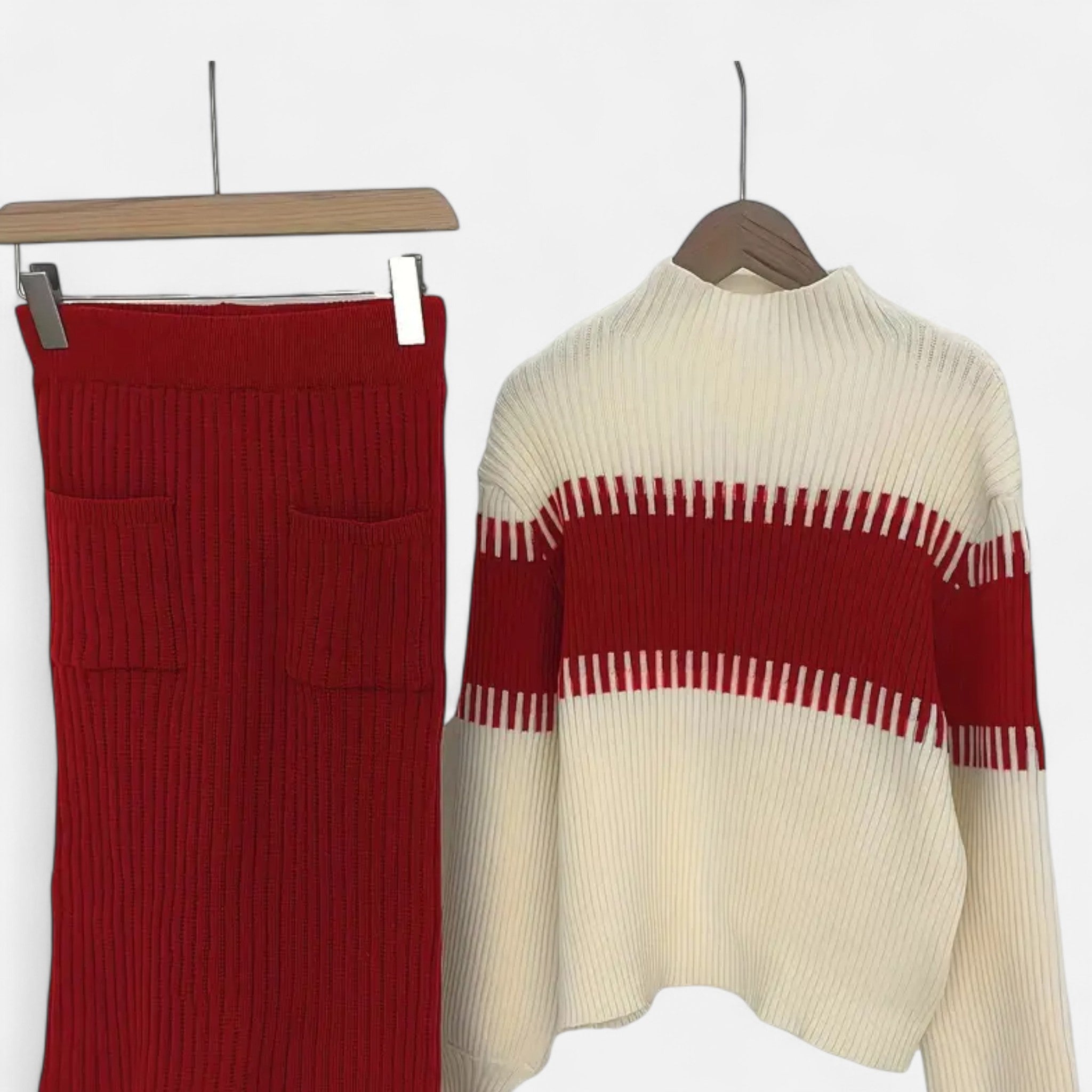 Lanavel | Women’s High Neck Pullover & Skirt Two-Piece Set