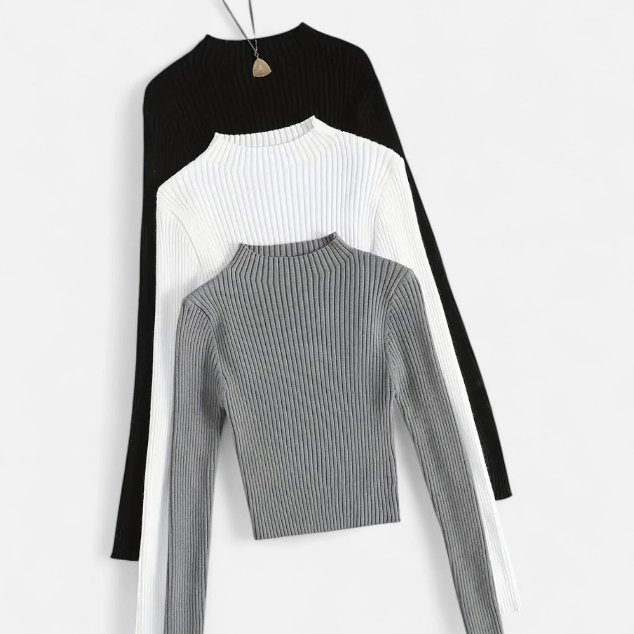 Lanavel | Women’s 3-Piece Stand Collar Ribbed Base Layer Set