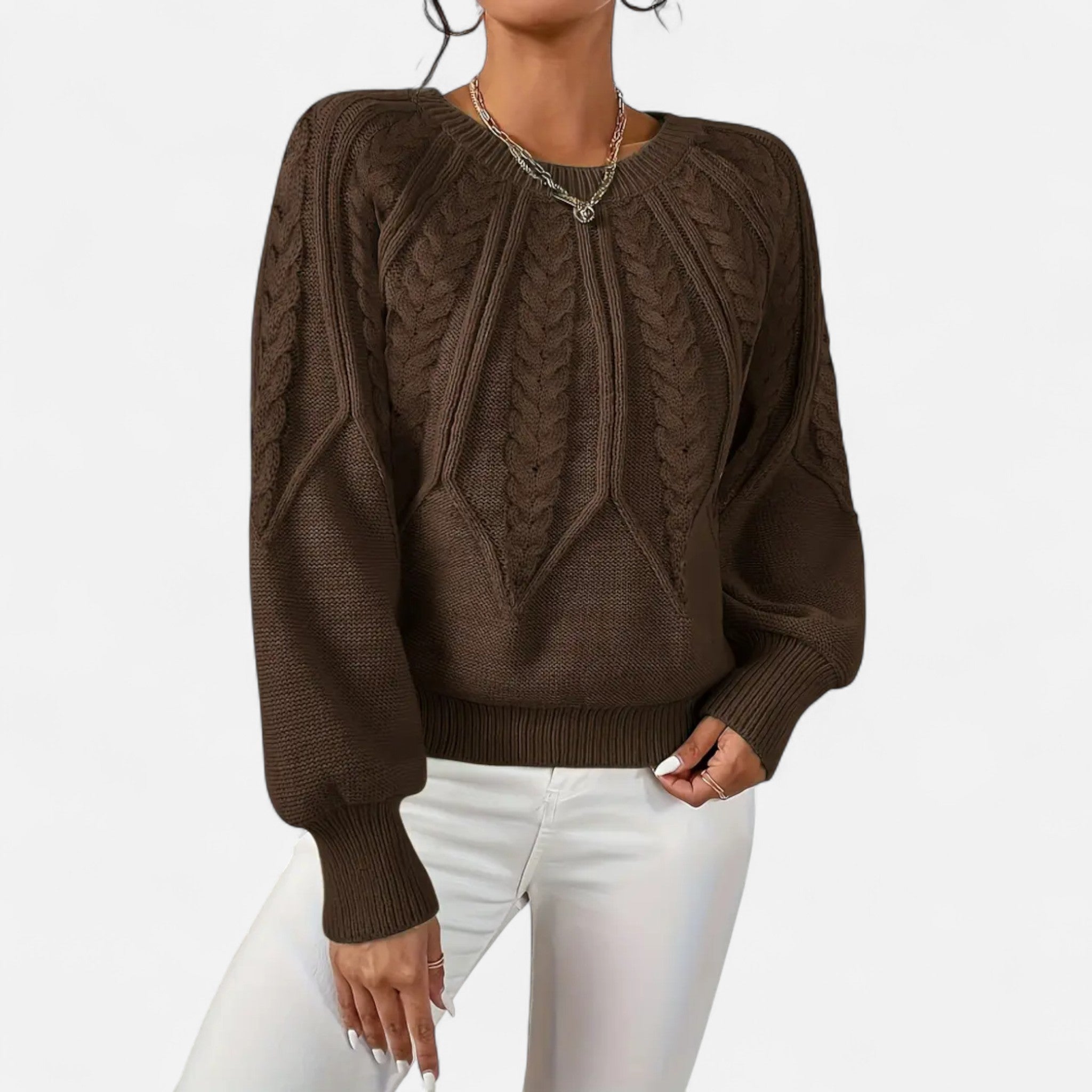 Lanavel | Women’s Cable Knit Round Neck Sweater