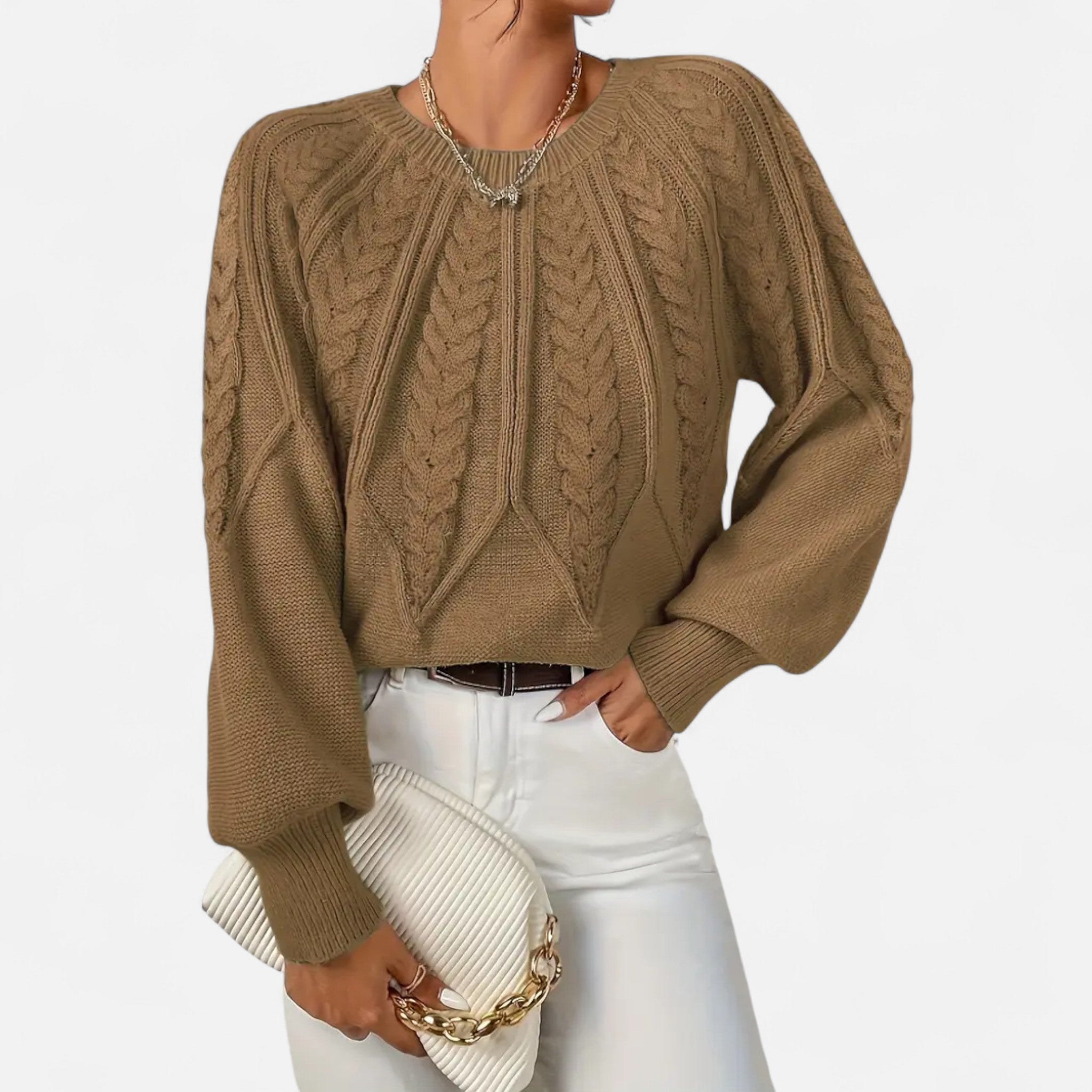 Lanavel | Women’s Cable Knit Round Neck Sweater