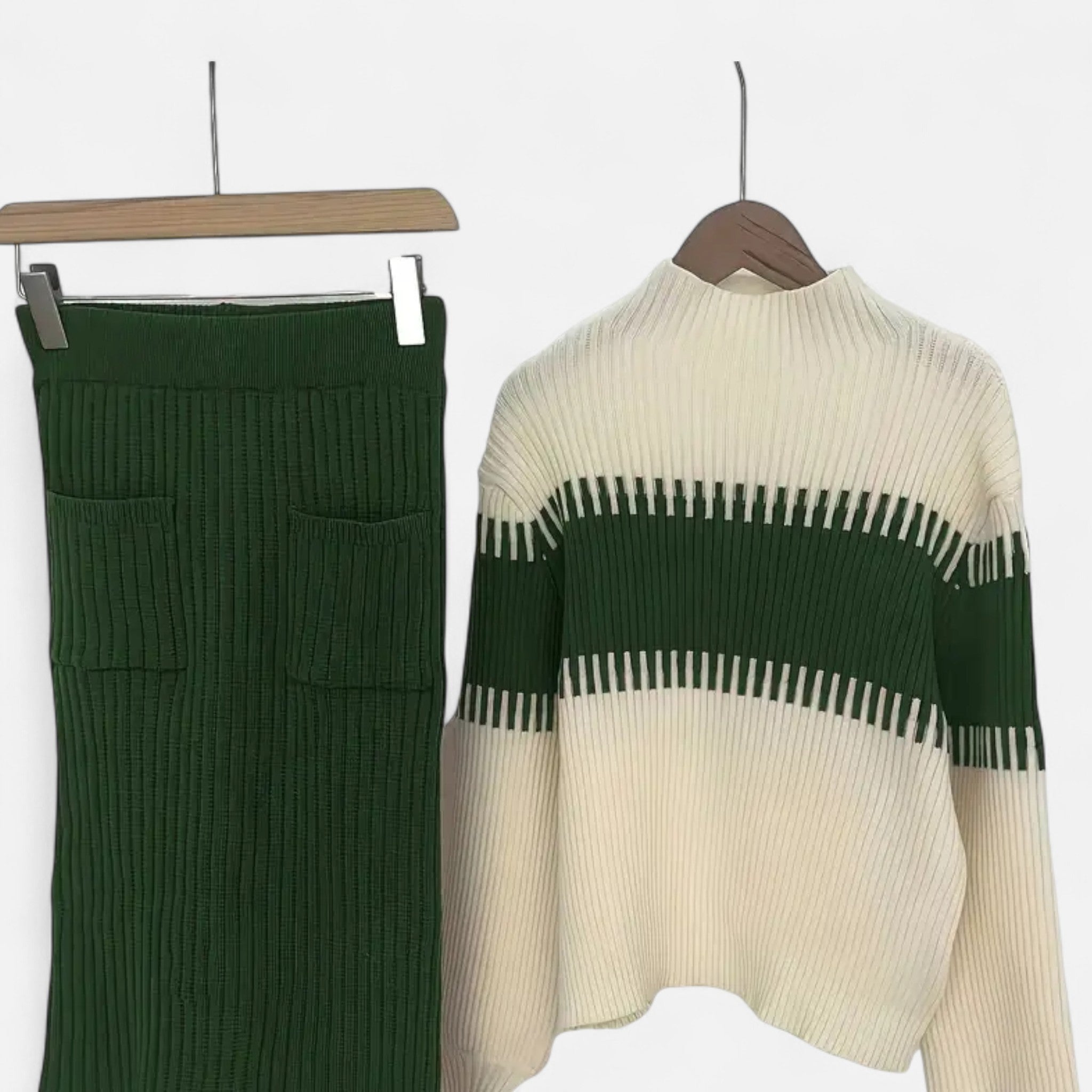 Lanavel | Women’s High Neck Pullover & Skirt Two-Piece Set