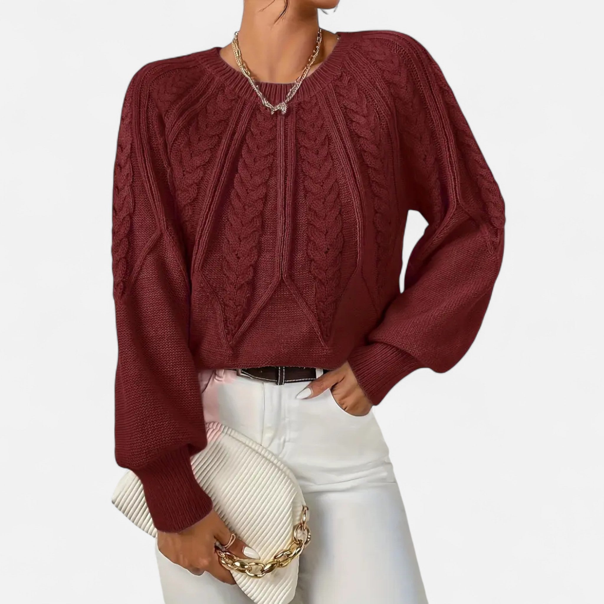 Lanavel | Women’s Cable Knit Round Neck Sweater