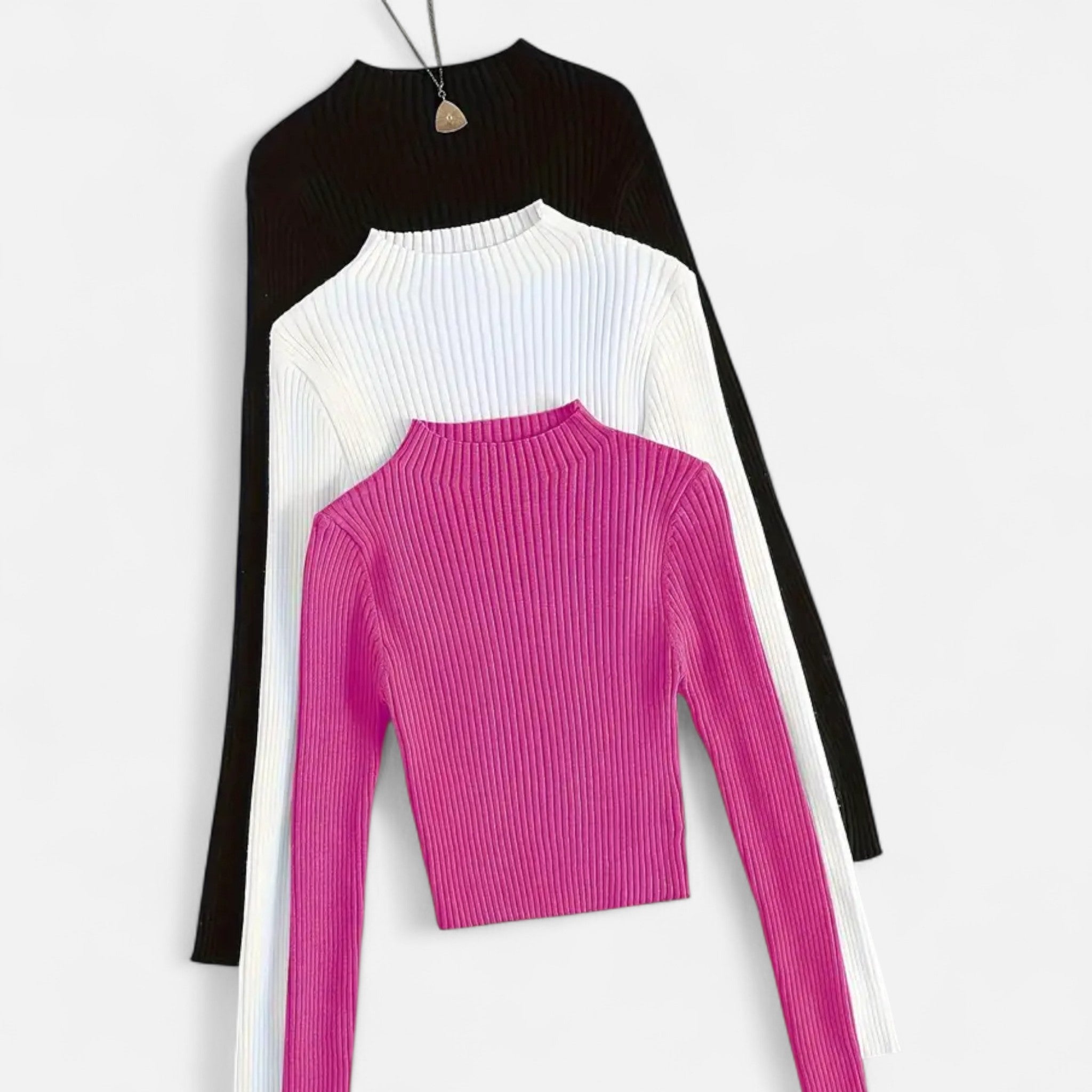 Lanavel | Women’s 3-Piece Stand Collar Ribbed Base Layer Set