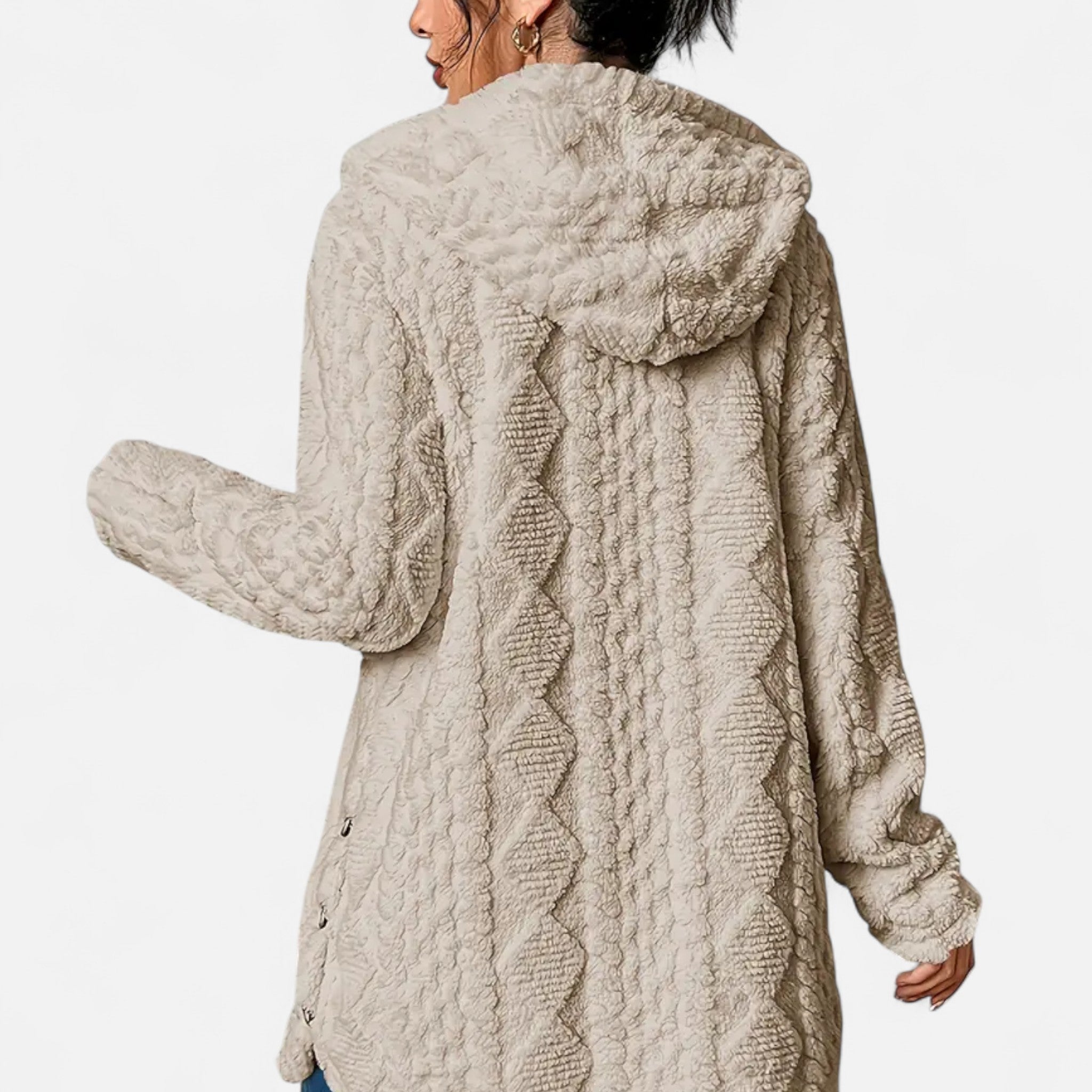 Lanavel | Women’s Jacquard Plush Hooded Cardigan