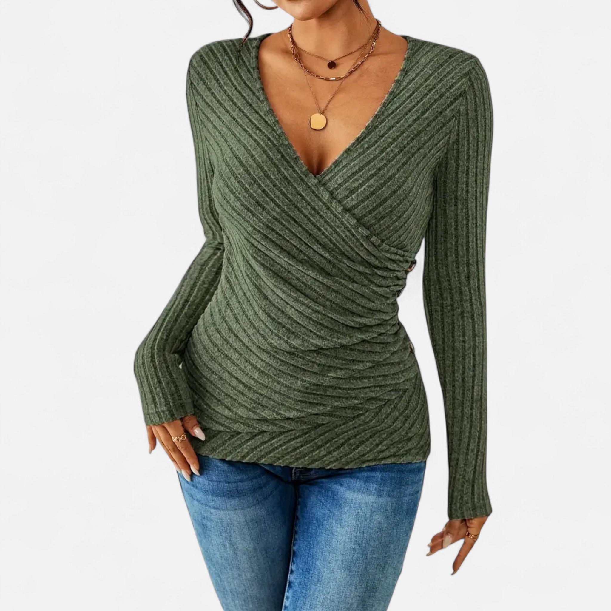 Lanavel | Women’s Elegant V-Neck Button Top